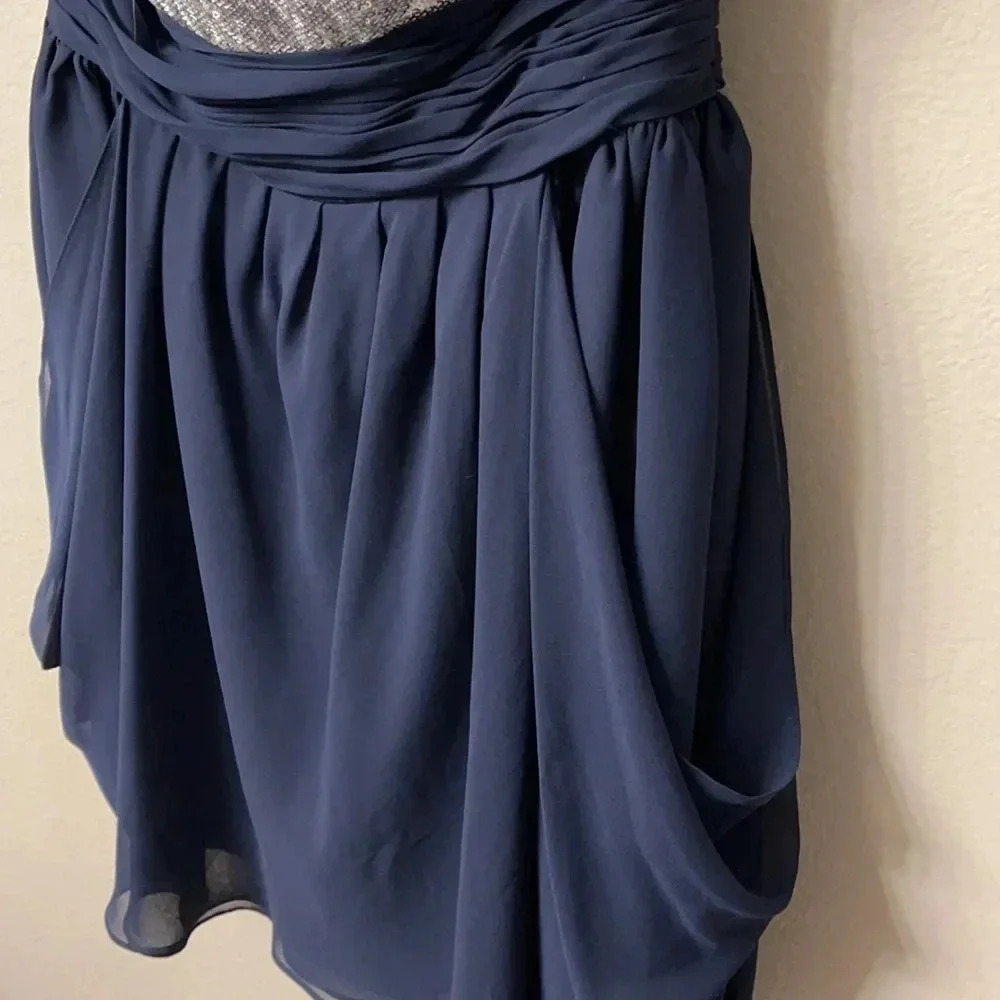 Bill Levkoff strapless dress. Navy blue + sequence - Picture 5 of 9